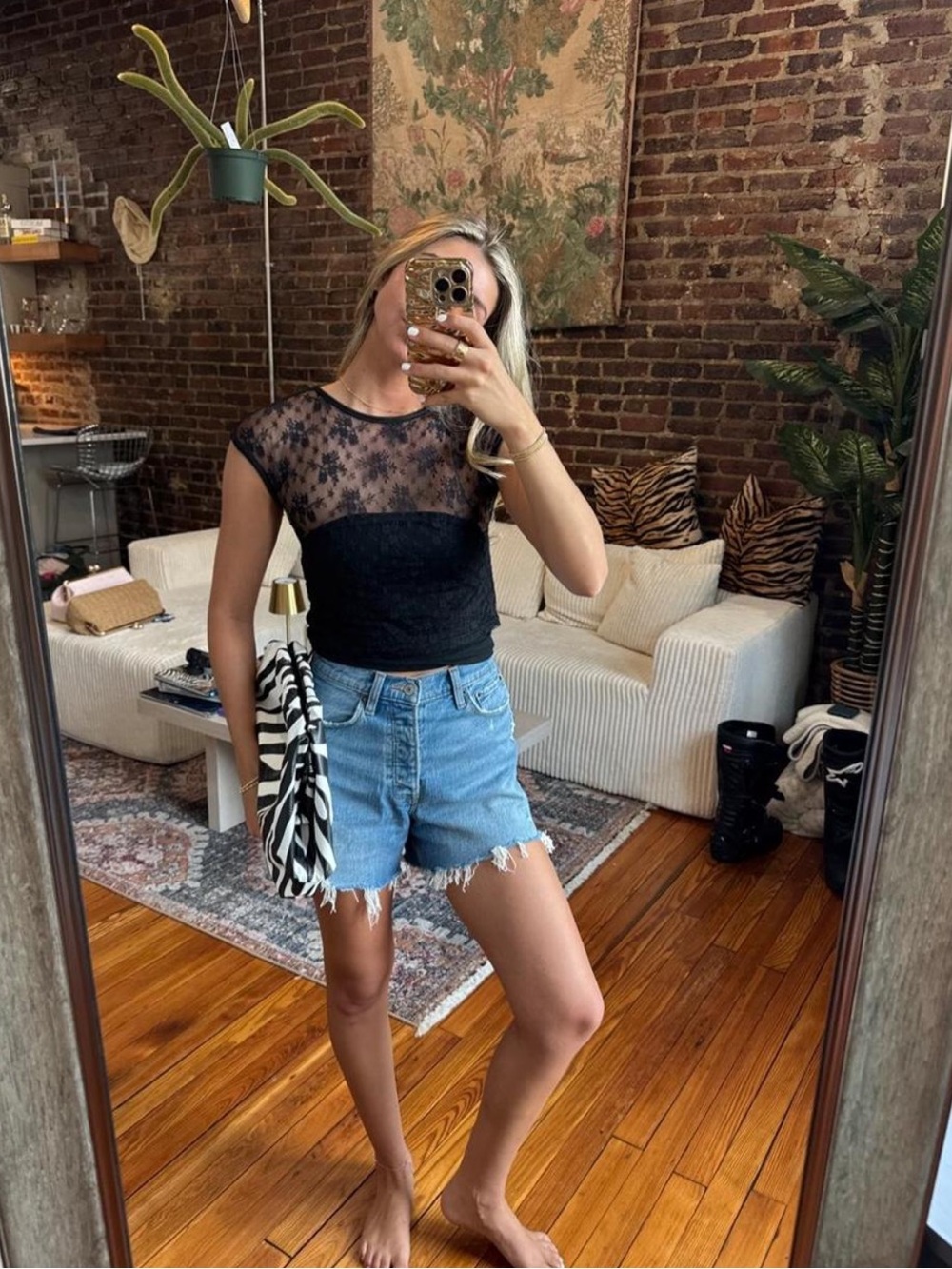 Sheer Lace Black Cap-Sleeve Top